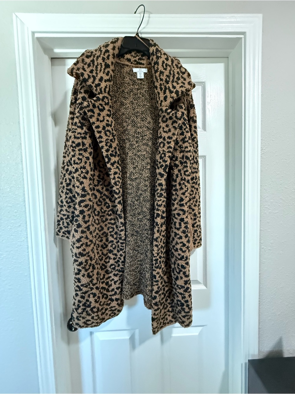 H by Halston Leopard Teddy Jacket in Brown and Black
